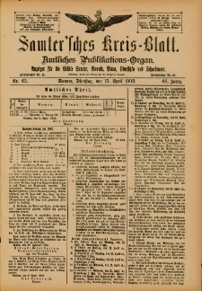Samtersches Kreis-Blatt = Dziennik Powiatu Szamotulskiego 1902.04.15 Jg.48 Nr43