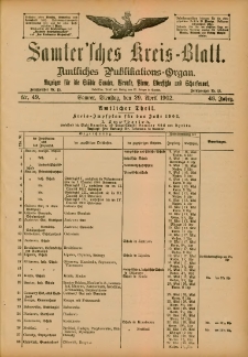 Samtersches Kreis-Blatt = Dziennik Powiatu Szamotulskiego 1902.04.29 Jg.48 Nr49