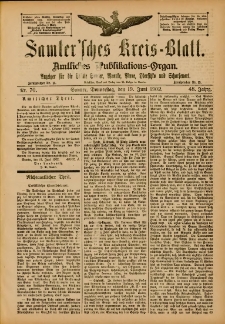 Samtersches Kreis-Blatt = Dziennik Powiatu Szamotulskiego 1902.06.19 Jg.48 Nr70