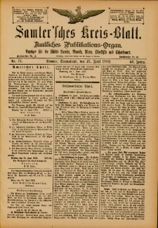 Samtersches Kreis-Blatt = Dziennik Powiatu Szamotulskiego 1902.06.21 Jg.48 Nr71