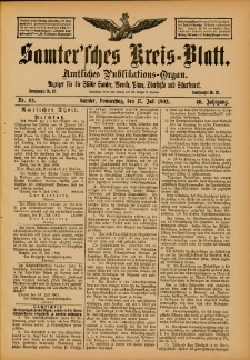 Samtersches Kreis-Blatt = Dziennik Powiatu Szamotulskiego 1902.07.17 Jg.48 Nr82
