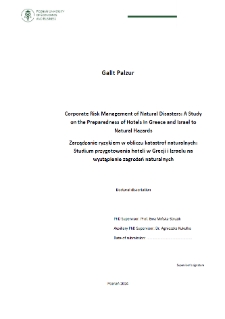 Corporate Risk Management of Natural Disasters: A Study on the Preparedness of Hotels in Greece and Israel to Natural Hazards