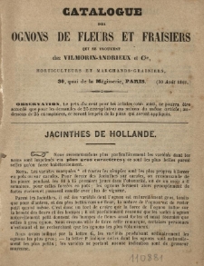 Catalogue des ognons de fleurs et fraisiers qui se trouvent chez Vilmorin Andrieux et Cie [...] Paris