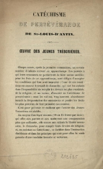 Catéchisme de persévérance de St. Louis d'Antin : oeuvre des jeunes tresorières