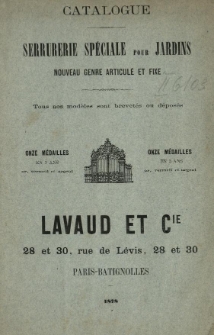 Catalogue serrurerie spéciale pour jardins nouveau genre articulé et fixe