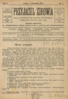 Przyjaciel Zdrowia. 1912 R.1 Nr1
