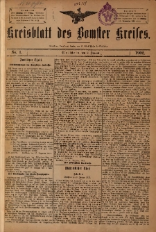 Kreisblatt des Bomster Kreises 1902.01.03 No.1