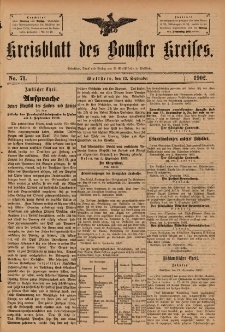 Kreisblatt des Bomster Kreises 1902.09.12 No.71