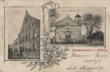 Pozdrowienie z Mosiny. Szkoła Katolicka. Kości&oacute;ł Katolicki.