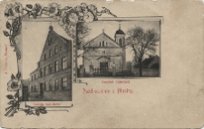 Pozdrowienie z Mosiny. Szkoła Katolicka. Kości&oacute;ł Katolicki.