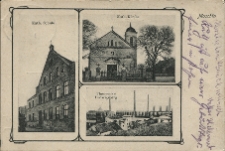 Moschin. Kath. Schule. Kath. Kirche. Thonwerke Ludwigsberg.