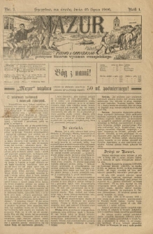 Mazur : pismo z obrazkami poświęcone Mazurom wyznania ewangelickiego. 1906.07.25 R.1 nr7