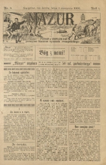 Mazur : pismo z obrazkami poświęcone Mazurom wyznania ewangelickiego. 1906.08.01 R.1 nr9