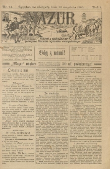 Mazur : pismo z obrazkami poświęcone Mazurom wyznania ewangelickiego. 1906.09.23 R.1 nr24