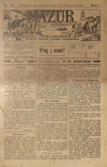Mazur : pismo z obrazkami poświęcone Mazurom wyznania ewangelickiego. 1906.09.30 R.1 nr26