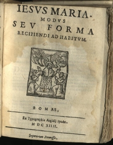 Modvs Sev Forma Recipiendi Ad Habitvm