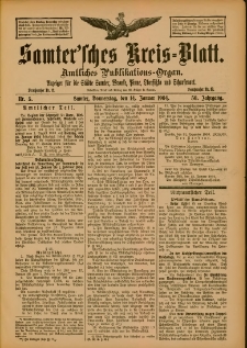 Samtersches Kreis-Blatt = Dziennik Powiatu Szamotulskiego 1904.01.14 Jg.50 Nr5