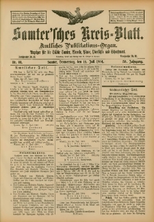 Samtersches Kreis-Blatt = Dziennik Powiatu Szamotulskiego 1904.07.14 Jg.50 Nr81