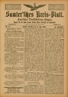 Samtersches Kreis-Blatt = Dziennik Powiatu Szamotulskiego 1903.06.09 Jg.49 Nr67