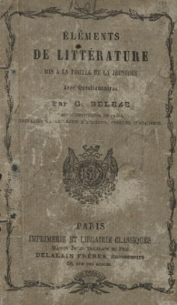 Eléments de Littérature mis a la portée de la jeunesse