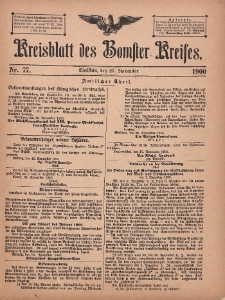 Kreisblatt des Bomster Kreises 1900.11.27 No.77