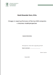 Changes in export performance of German B2B companies - a business model perspective