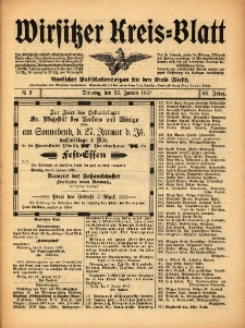 Wirsitzer Kreis-Blatt: Amtliches Publikationsorgan f&uuml;r den Kreis Wirsitz 1912.01.23 Jg.68 Nr9