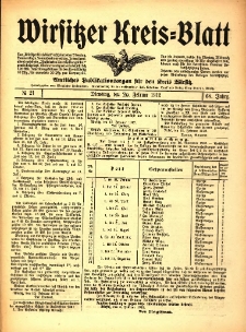 Wirsitzer Kreis-Blatt: Amtliches Publikationsorgan f&uuml;r den Kreis Wirsitz 1912.02.20 Jg.68 Nr21