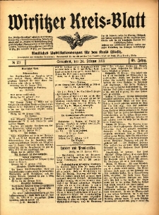 Wirsitzer Kreis-Blatt: Amtliches Publikationsorgan f&uuml;r den Kreis Wirsitz 1912.02.24 Jg.68 Nr23