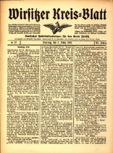 Wirsitzer Kreis-Blatt: Amtliches Publikationsorgan f&uuml;r den Kreis Wirsitz 1912.03.05 Jg.68 Nr27