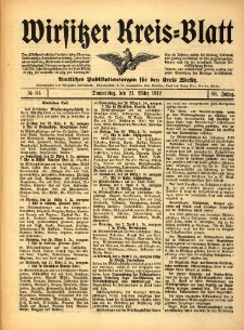 Wirsitzer Kreis-Blatt: Amtliches Publikationsorgan f&uuml;r den Kreis Wirsitz 1912.03.21 Jg.68 Nr34