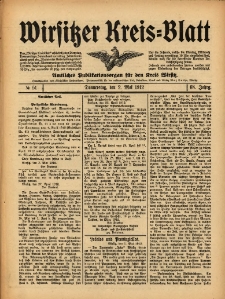 Wirsitzer Kreis-Blatt: Amtliches Publikationsorgan f&uuml;r den Kreis Wirsitz 1912.05.02 Jg.68 Nr51
