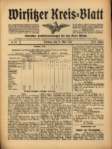 Wirsitzer Kreis-Blatt: Amtliches Publikationsorgan f&uuml;r den Kreis Wirsitz 1912.05.14 Jg.68 Nr56