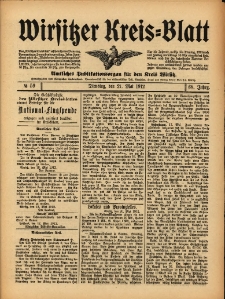 Wirsitzer Kreis-Blatt: Amtliches Publikationsorgan f&uuml;r den Kreis Wirsitz 1912.05.21 Jg.68 Nr59