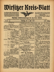 Wirsitzer Kreis-Blatt: Amtliches Publikationsorgan f&uuml;r den Kreis Wirsitz 1912.06.04 Jg.68 Nr64