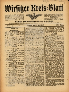 Wirsitzer Kreis-Blatt: Amtliches Publikationsorgan f&uuml;r den Kreis Wirsitz 1912.06.11 Jg.68 Nr67