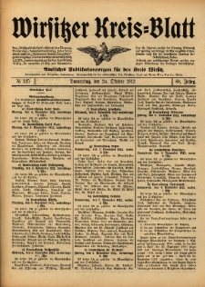 Wirsitzer Kreis-Blatt: Amtliches Publikationsorgan f&uuml;r den Kreis Wirsitz 1912.10.24 Jg.68 Nr125