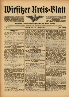 Wirsitzer Kreis-Blatt: Amtliches Publikationsorgan f&uuml;r den Kreis Wirsitz 1912.10.29 Jg.68 Nr127