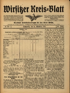 Wirsitzer Kreis-Blatt: Amtliches Publikationsorgan f&uuml;r den Kreis Wirsitz 1912.11.14 Jg.68 Nr134