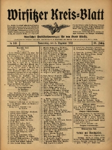 Wirsitzer Kreis-Blatt: Amtliches Publikationsorgan f&uuml;r den Kreis Wirsitz 1912.12.05 Jg.68 Nr143