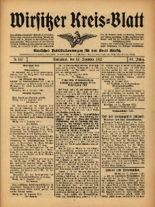 Wirsitzer Kreis-Blatt: Amtliches Publikationsorgan f&uuml;r den Kreis Wirsitz 1912.12.14 Jg.68 Nr147