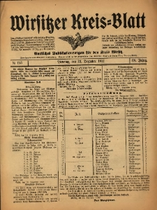 Wirsitzer Kreis-Blatt: Amtliches Publikationsorgan f&uuml;r den Kreis Wirsitz 1912.12.31 Jg.68 Nr153
