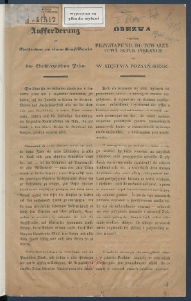 Aufforderung zur Theilnahme an einem Kunst-Verein f&uuml;r das Gro&szlig;herzogthum Posen = Odezwa względem przystąpienia do Towarzystwa Sztuk Pięknych dla W. Xięstwa Poznańskiego.