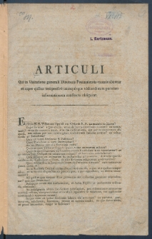 Articuli qui in visitatione generali Dioecesis Posnaniensis examinabuntur et super quibus tempestive unusquisque visitandorum paratam informationem conficere obligatur.
