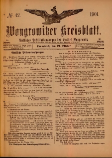 Wongrowitzer Kreisblatt: Amtliches Publikationsorgan des Kreises Wongrowitz 1901.10.19.Jg.50 Nr 42