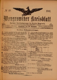 Wongrowitzer Kreisblatt: Amtliches Publikationsorgan des Kreises Wongrowitz 1901.11.30 Jg.50 Nr 48