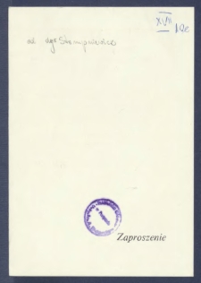 Zaproszenie : [Incipit:] Biblioteka Gł&oacute;wna Uniwersytetu im. Adama Mickiewicza w Poznaniu, Państwowe Przedsiębiorstwo "Dom Książki" w Poznaniu oraz wydawnictwa holenderskie z Amsterdamu Elsevier Scientific Publishing Company, Excerpta Medica Fomudation North-Holland Publishing Company zapraszają na otwarcie wystawy książek naukowych z r&oacute;żnych dziedzin wiedzy w dniu 4 IV o godz. 17.00 [...]