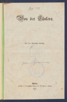 Von der Cholera.
