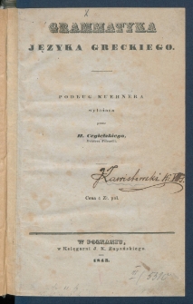 Grammatyka języka greckiego podług Kuehnera.