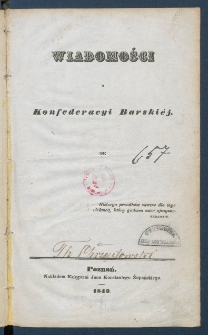 Wiadomości o Konfederacyi Barski&eacute;j.